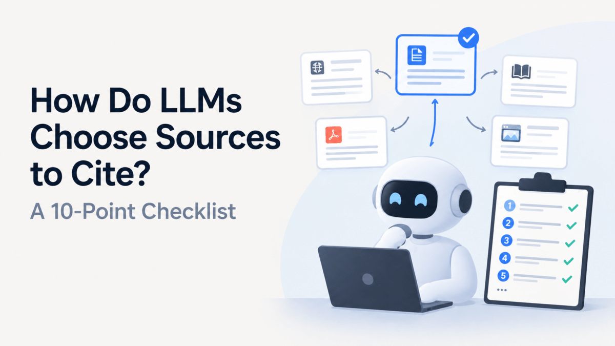Marketer asking an AI assistant a question on a laptop to see how LLMs choose sources to cite